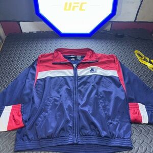 Vintage Starter USA Zipper Jacket Red White Blue Embroidered Size XL